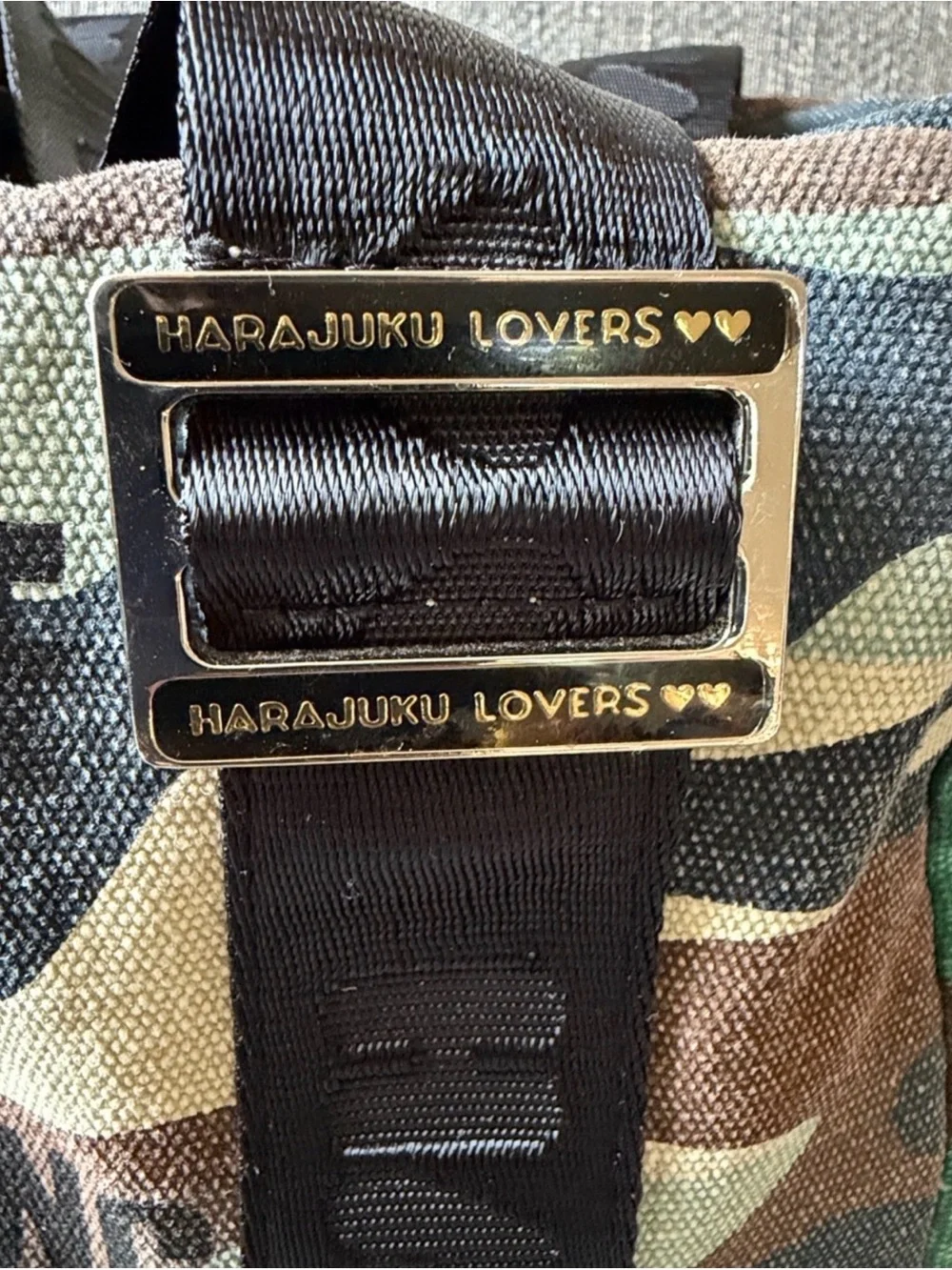 Y2K Harajuku Lovers by Gwen Stefani Embroidered Camouflage Toaster Style Bag